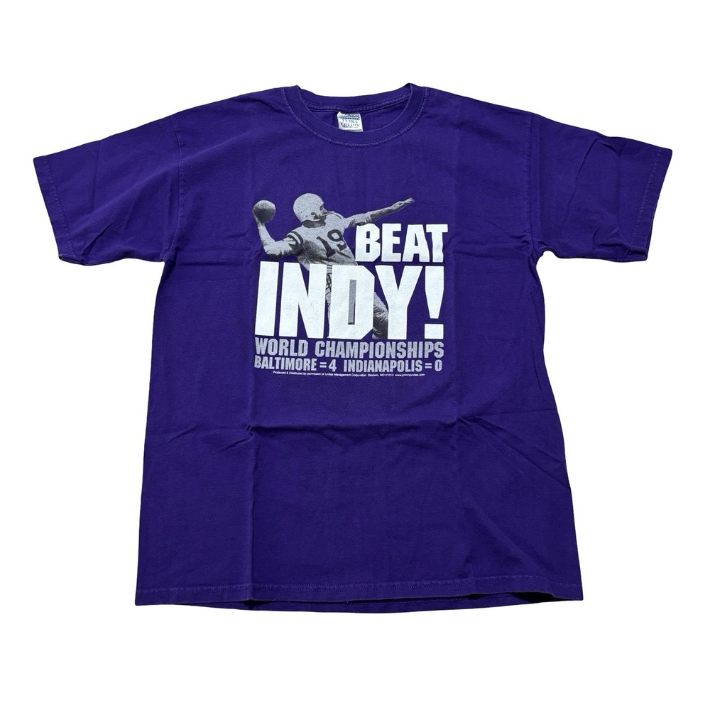 Baltimore Ravens Beat Indy Unitas World Championships T-Shirt Sz LG 21 x 28.5